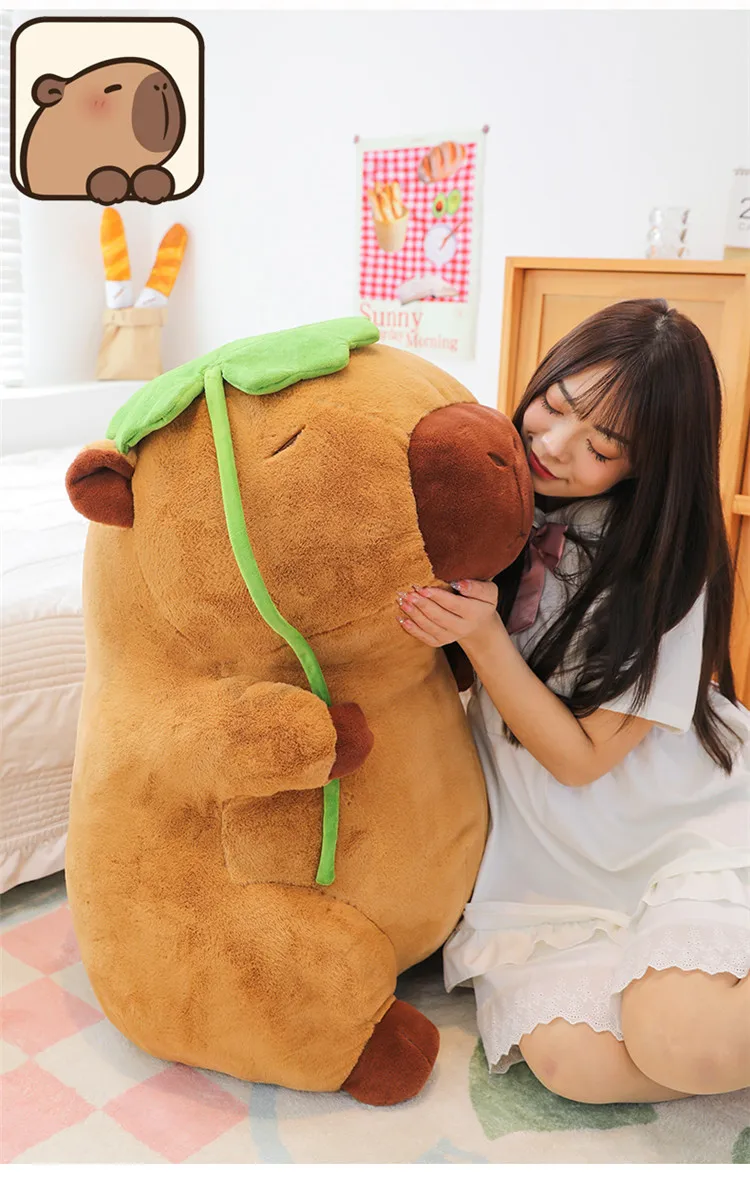 Peluche Capybara Feuille de Lotus, Cadeau d'Anniversaire pour Fille. – Image 3