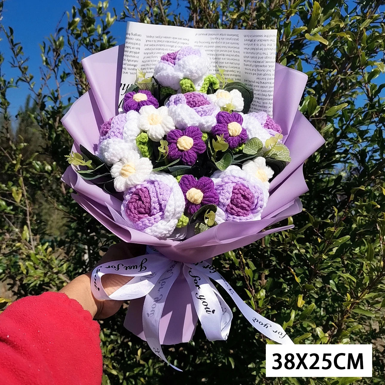 Creative Bouquet Knitted Roses Carnations Flowers Hand-Knitted Birthday Crochet Teacher's Day Valentine Christmas Gifts – Image 10