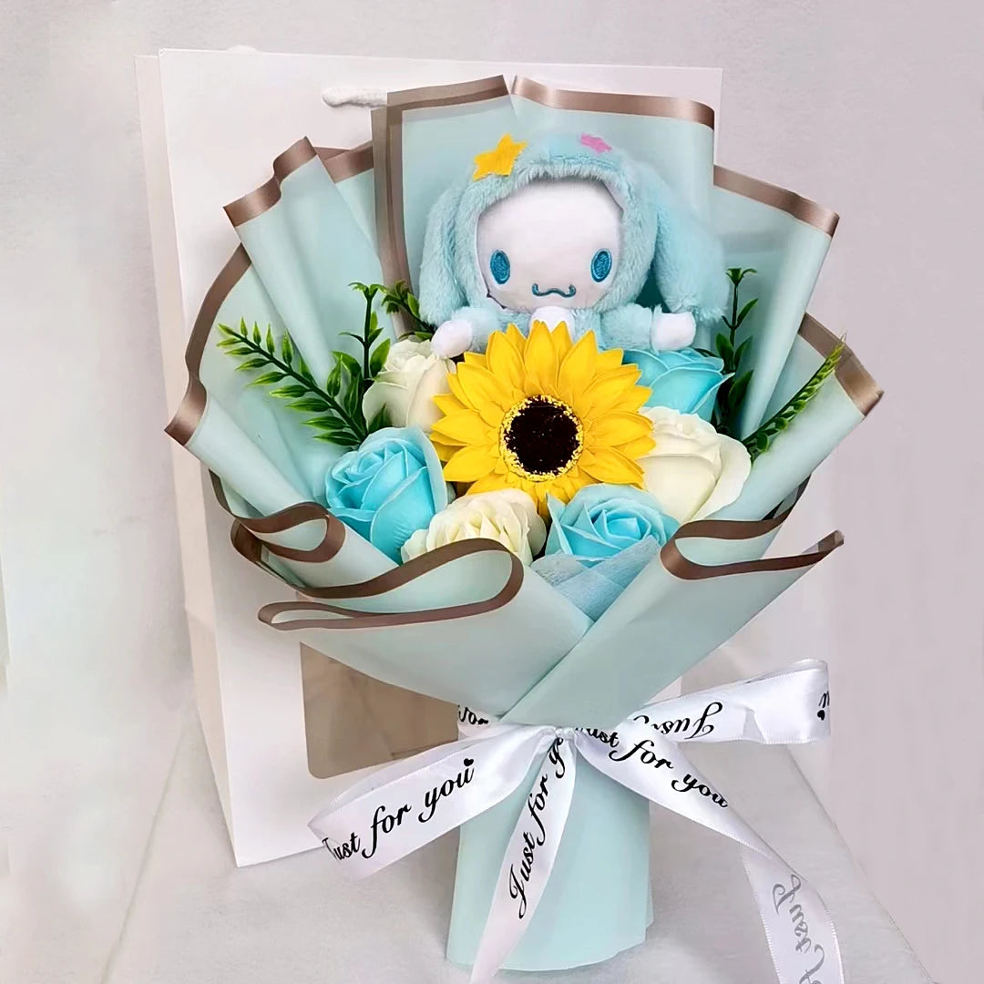 Hello Kitty Plush Bouquet Anime My Melody Kuromi Plush Toy Cinnamoroll Rose Sunflower Flower Valentine's Day Birthday Gifts – Image 16