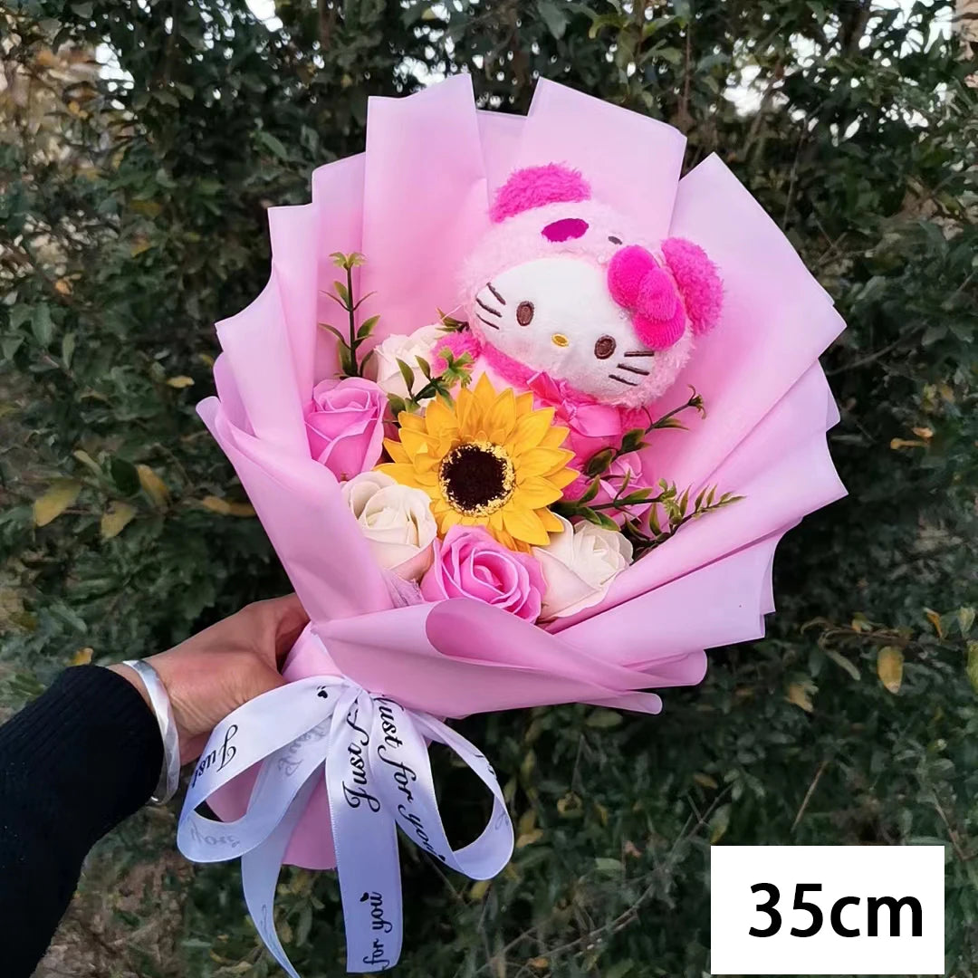 Bouquet Fleur Peluche Chat Hello Kitty - Bouquet de Fleurs Savon – Image 14