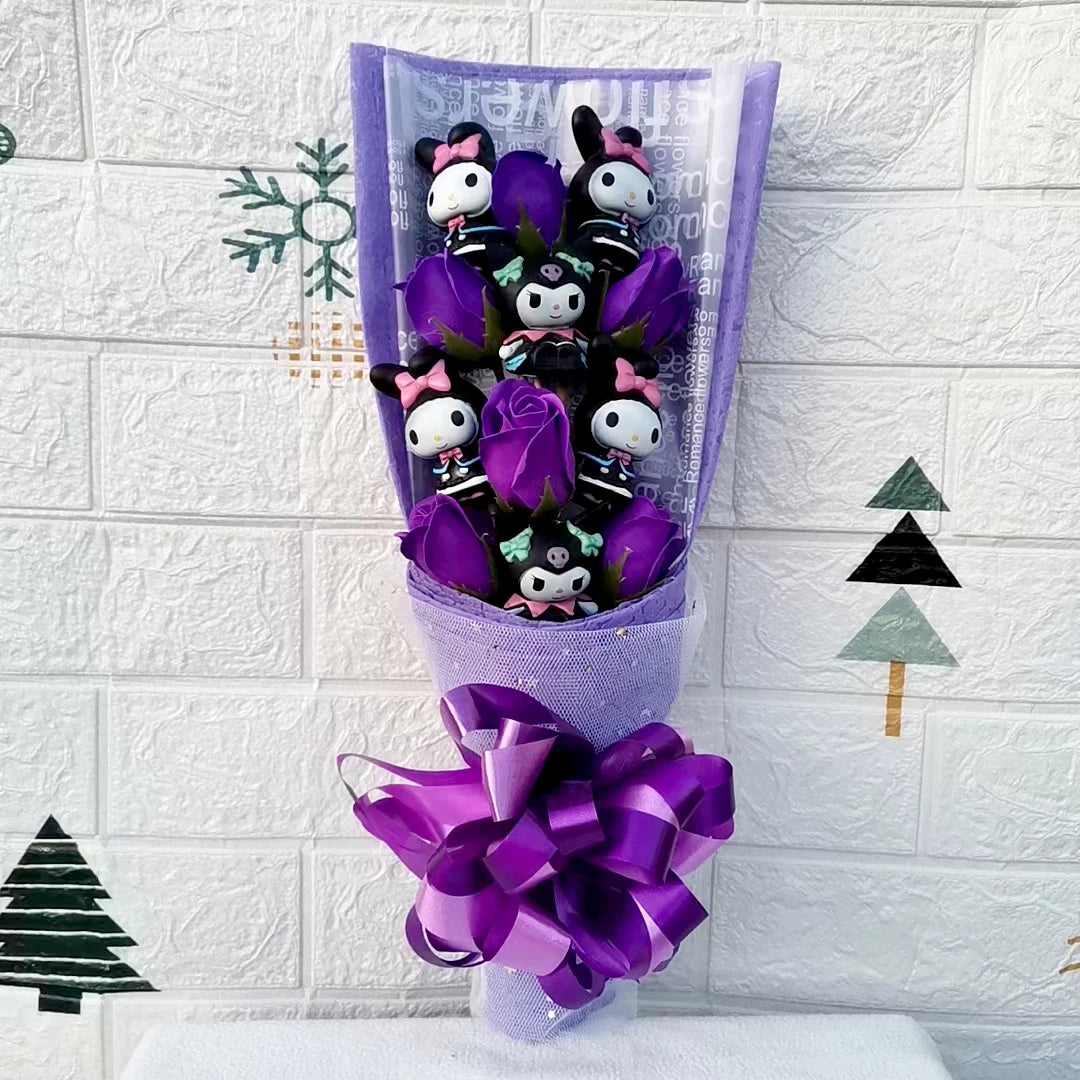 Cartoon Kuromi Hello Kitty Cinnamoroll Plush Bouquet Rose Wedding Party Decoration Valentine's Day Christmas Birthday Gift – Image 2