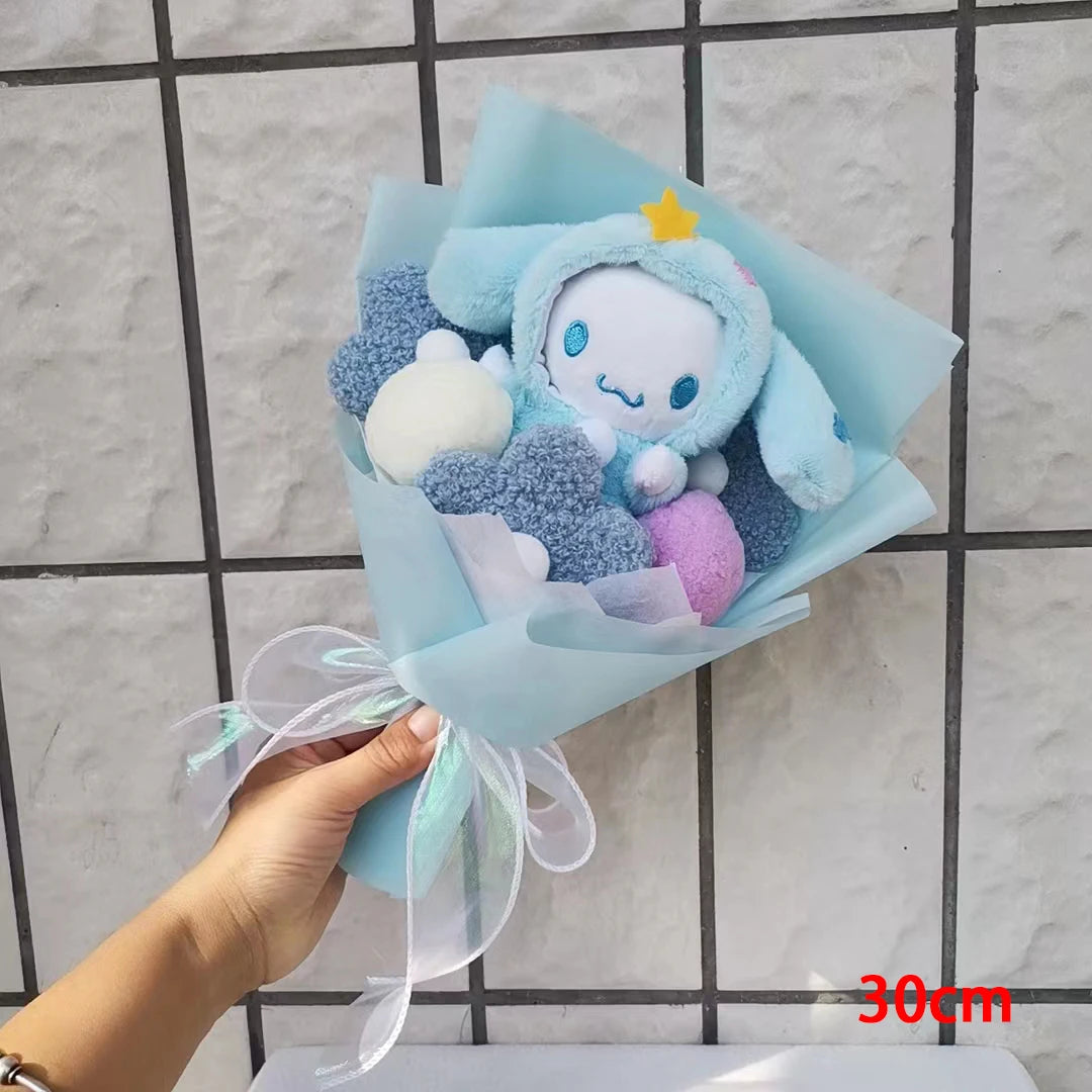 Christma Sanrio Kuromi Hello Kitty Cinnamoroll Cartoon Plush Bouquet Rose Wedding Party Decoration Valentine's Day Gift Promotio – Image 6