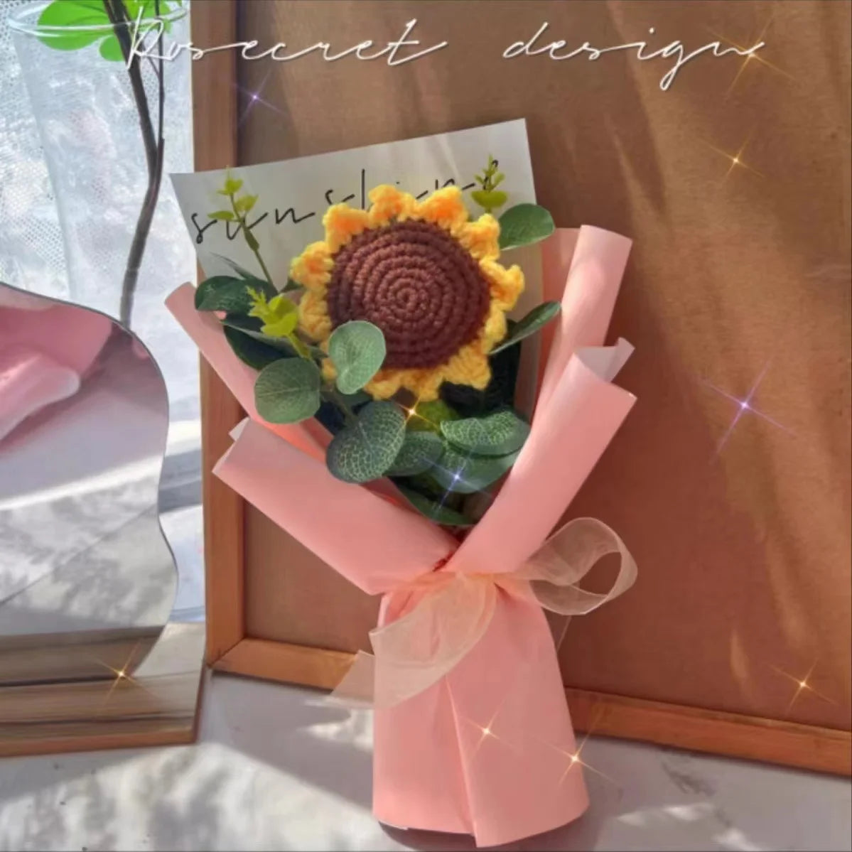 Knitted Rose Flowers Crochet Bouquet Creative Cotton Rope Roses Birthday Handmade Mother Teacher's Day Valentine Christmas Gifts – Image 5