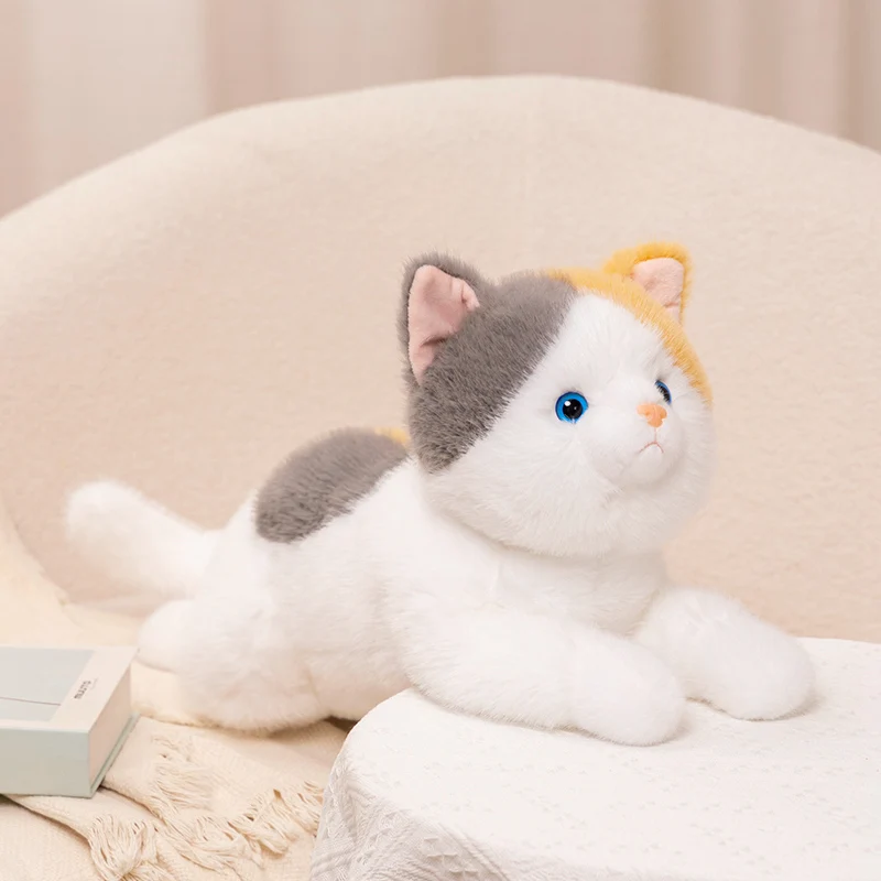 Peluche Chat Couché Réaliste 3 Couleurs – Image 4