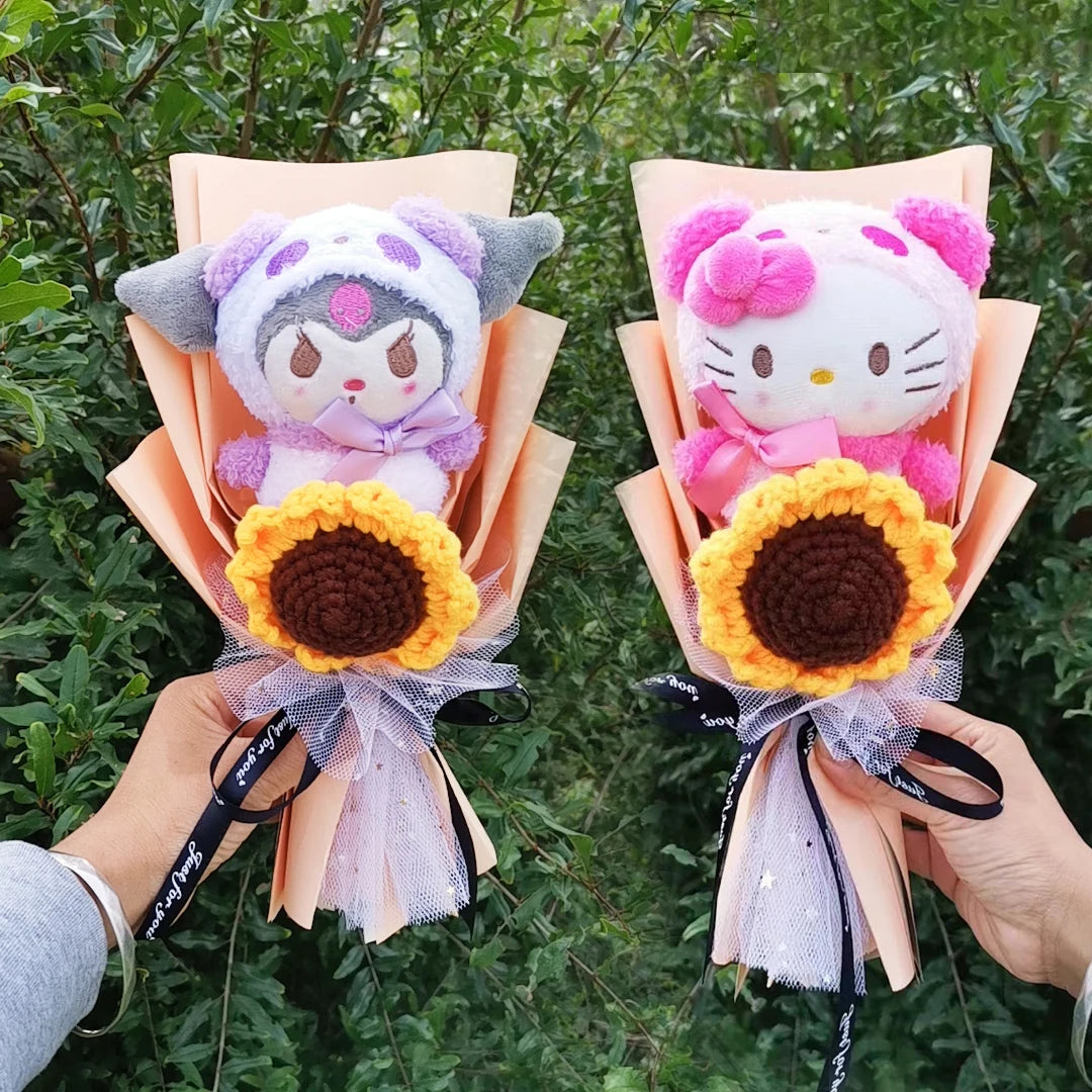 Sanrio Kuromi My Melody Cinnamoroll Hello Kitty Plush Sunflower Bouquet Gift Valentine's Day Graduation Xmas Girl Friend Gifts