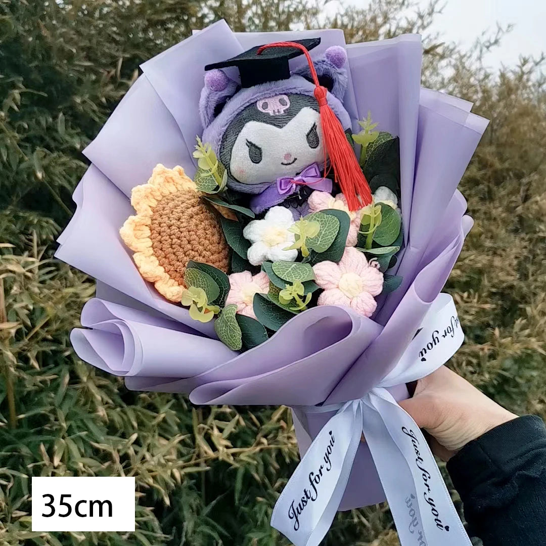 Graduation Bouquet Hello Kitty Kuromi Anime Plush Doll Toy Woman Valentine's Day Girls Birthday Christmas Surprise Holiday Gift – Image 5