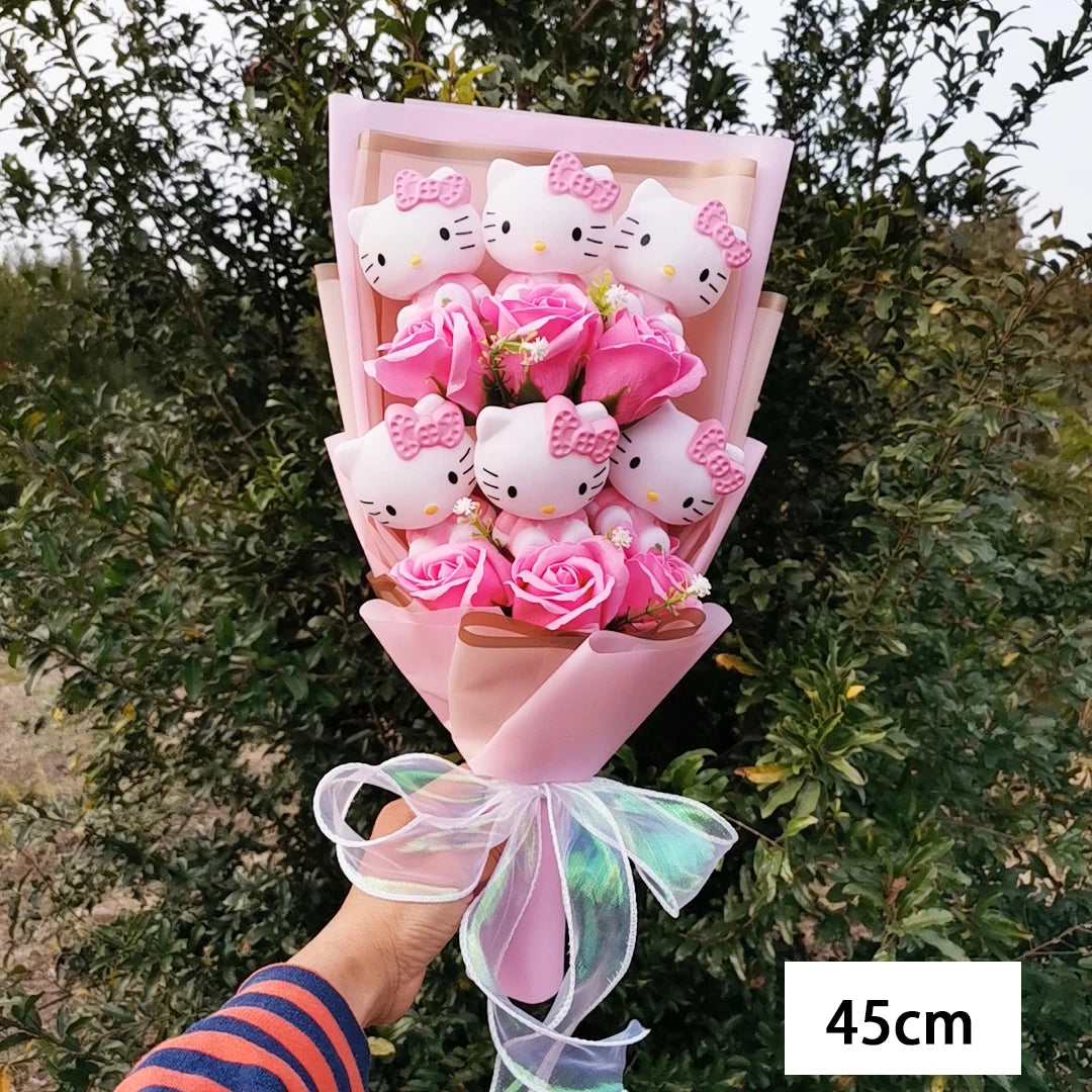 Bouquet Fleur Peluche Chat Hello Kitty - Bouquet de Fleurs Savon – Image 10