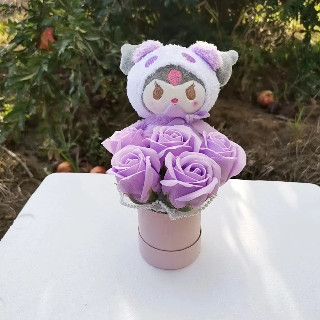Christmas Gifts Sanrio Plush Flowers Bouquet Kuromi Plushie Soft Doll Animals Valentine's Day Birthday Wedding Party Gift – Image 4
