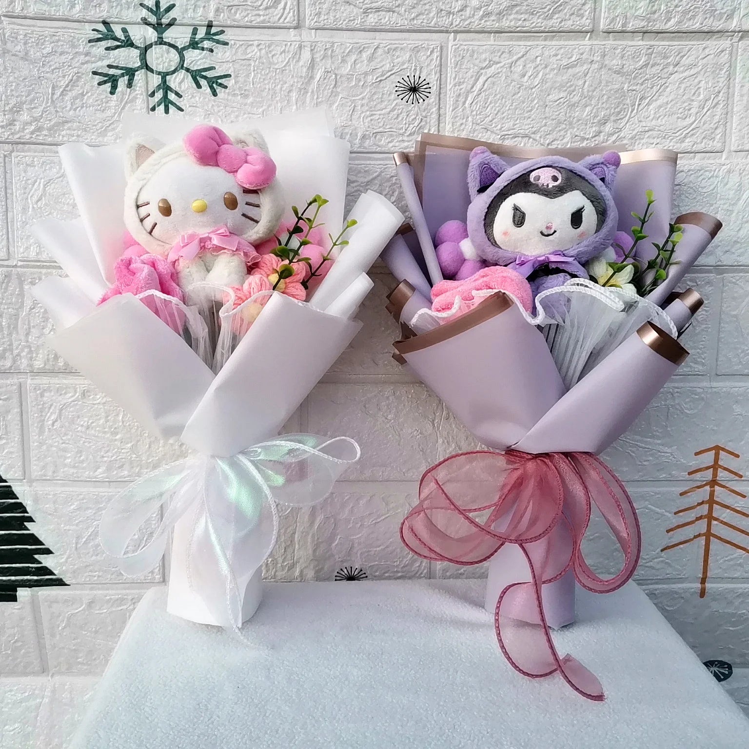 Cartoon Kuromi Hello Kitty Cinnamoroll Plush Bouquet Rose Wedding Party Decoration Valentine's Day Christmas Birthday Gift