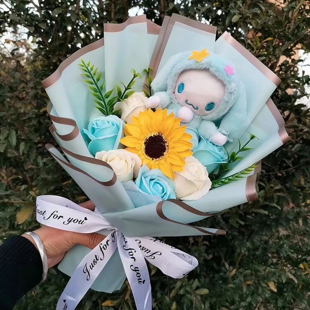 Hello Kitty Plush Bouquet Anime My Melody Kuromi Plush Toy Cinnamoroll Rose Sunflower Flower Valentine's Day Birthday Gifts – Image 6