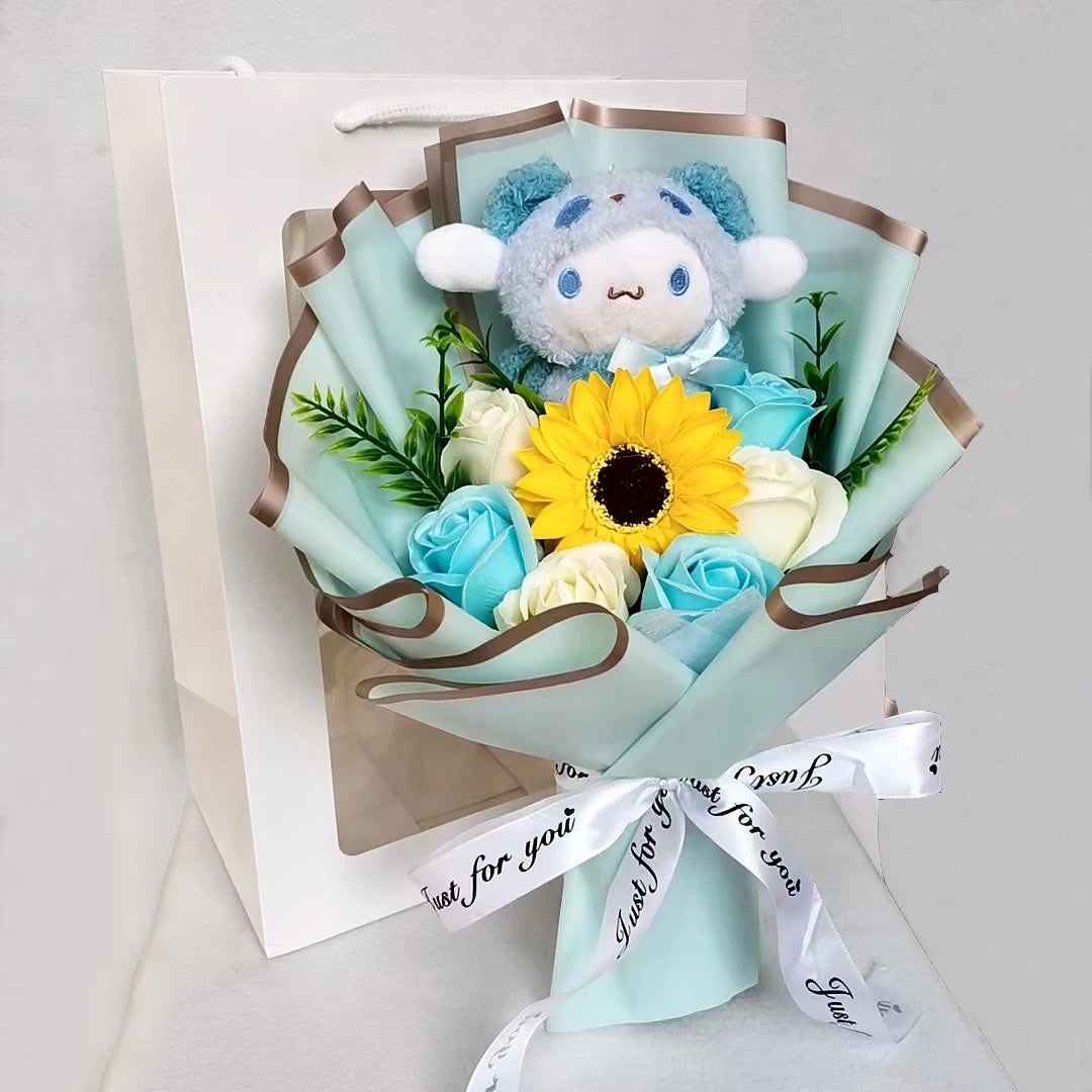 Hello Kitty Plush Bouquet Anime My Melody Kuromi Plush Toy Cinnamoroll Rose Sunflower Flower Valentine's Day Birthday Gifts – Image 13