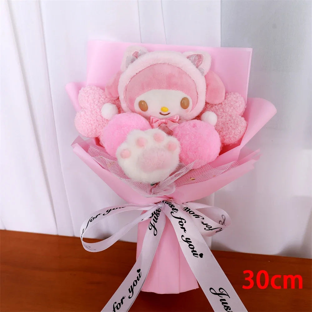 Christma Sanrio Kuromi Hello Kitty Cinnamoroll Cartoon Plush Bouquet Rose Wedding Party Decoration Valentine's Day Gift Promotio – Image 5