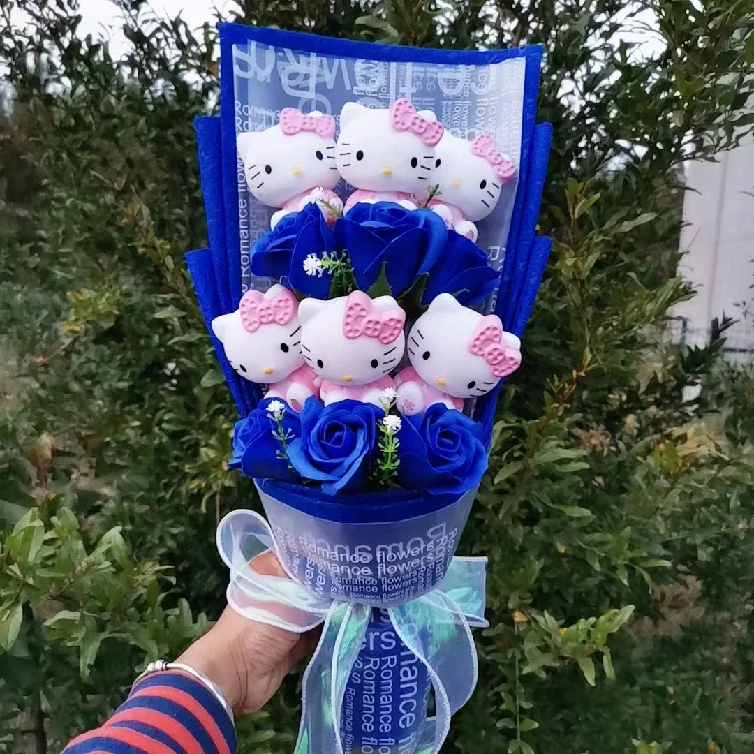 Pink Hello kitty Plush Toys With Soap Rose Flower Creative Bouquets Kawaii Stuffed Animals Doll Valentine's Day Christmas Gifts – Image 5