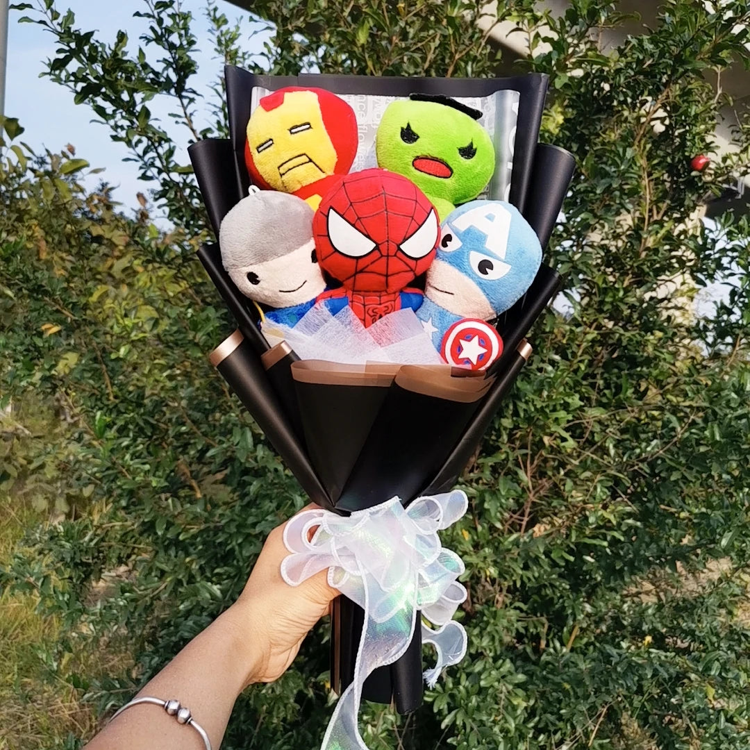 The Avengers Plush bouquets Anime Super Hero Spider-Man Iron Man Superman Captain America Plush Doll Toy Kids Birthday Gifts – Image 3