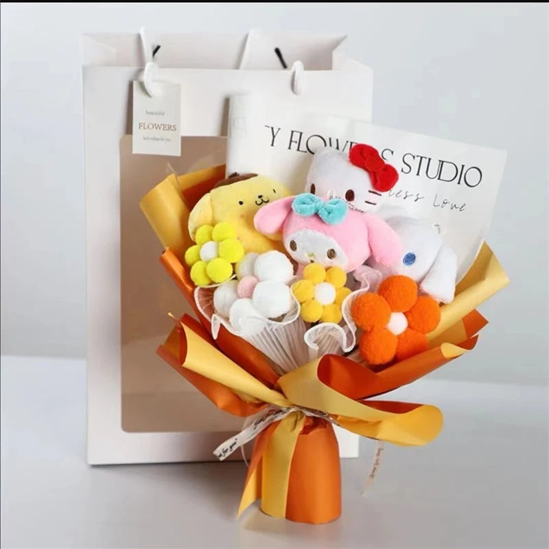 Anime Kuromi My Melody Cinnamoroll Kt Cat Cartoon Bouquet Kawaii Plush Doll Toy Kids Birthday Valentine's Day Christmas Gifts – Image 3