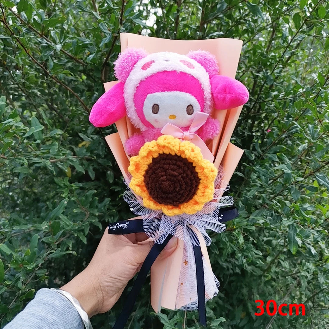 Christma Sanrio Kuromi Hello Kitty Cinnamoroll Cartoon Plush Bouquet Rose Wedding Party Decoration Valentine's Day Gift Promotio – Image 11