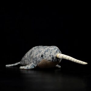 Jouet en peluche baleine licorne de 16,1 pouces, animal marin réaliste Narwhal