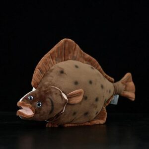 Jouet en peluche "Flétan" 17", Peluche poisson réaliste, poupées animaux en peluche