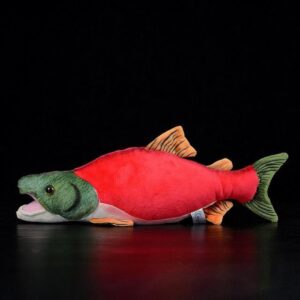 Peluche Saumon Sockeye 17", Peluche Poisson Réaliste, Poupées Animales Rembourrées