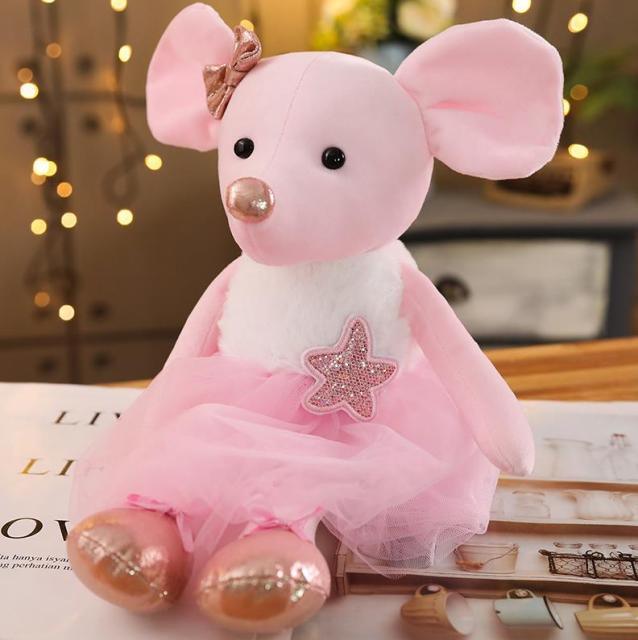 1pc 16.5" Cute & Lovely Dressing Cloth Animal Ballet Mouse Plush Toys – Image 7