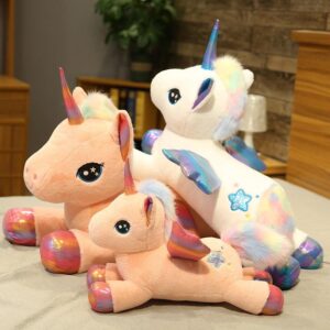 12" - 17.5" Poupée licorne arc-en-ciel en peluche, poupée licorne en peluche pour enfants
