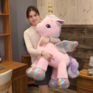 15" - 31" Grande peluche licorne arc-en-ciel kawaii