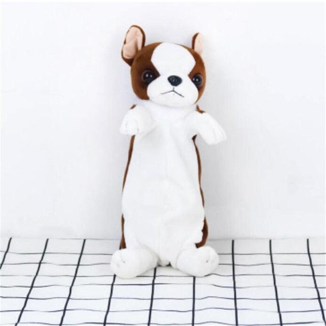 Adorable étui à crayons en peluche en forme de chien de taureau