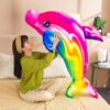 Peluche Dauphin arc-en-ciel géant et coloré