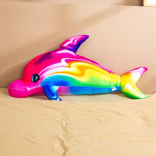 Peluche Dauphin arc-en-ciel géant et coloré – Image 3
