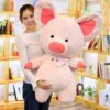 Peluche cochon rose géant avec écharpe décorative