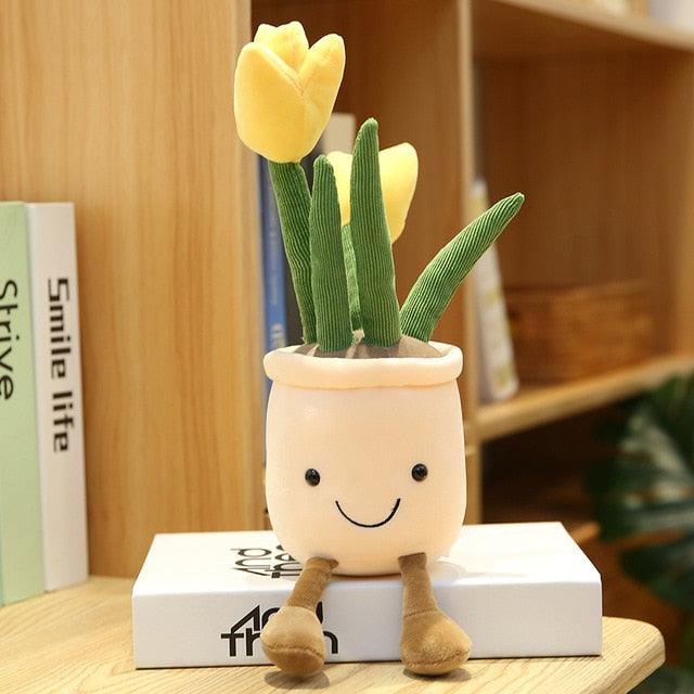 14" Simulation de fleurs de tulipes, Plantes en pot créatives Jouets en peluche – Image 8