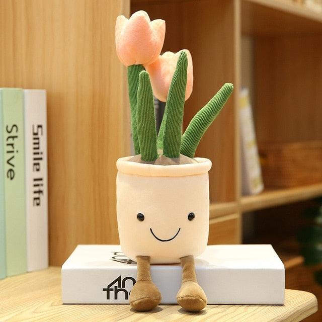 14" Simulation de fleurs de tulipes, Plantes en pot créatives Jouets en peluche – Image 6