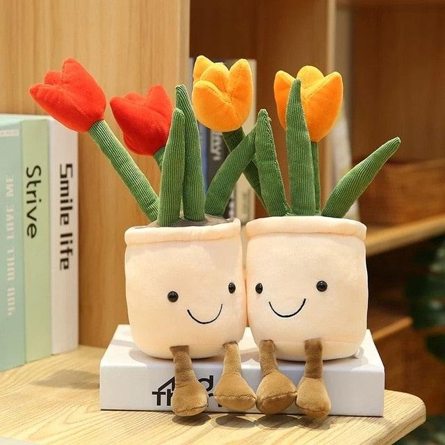 14" Simulation de fleurs de tulipes, Plantes en pot créatives Jouets en peluche – Image 15