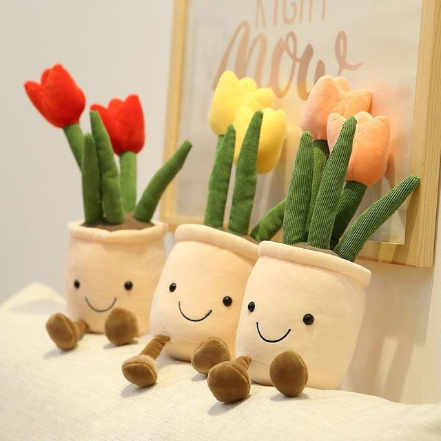 14" Simulation de fleurs de tulipes, Plantes en pot créatives Jouets en peluche – Image 17