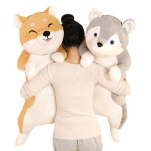 Peluches géantes Shiba Inu et Husky