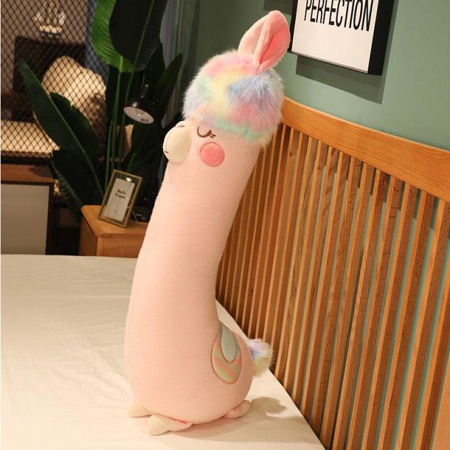 Oreiller géant en alpaga rose, peluche animale douce et mignonne – Image 2