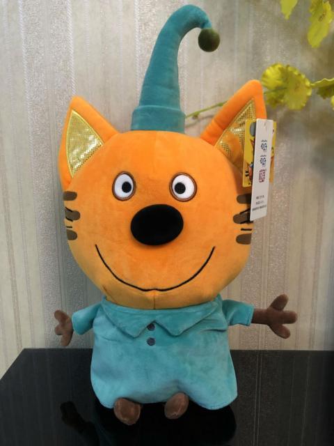 12.9" Poupée peluche russe de haute qualité avec trois chats heureux – Image 3