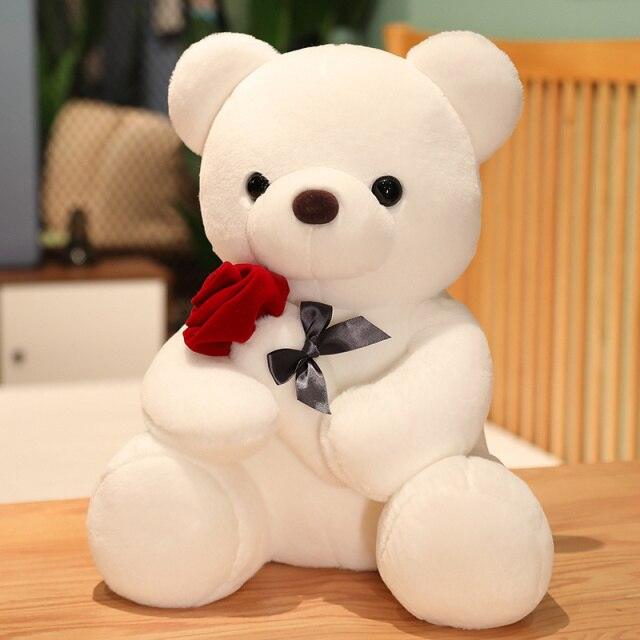 Peluche Teddy Bear With Rose Super Soft Plushie – Image 2
