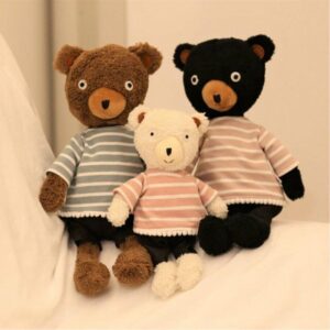 Jouets en peluche de 9.5" - 19.5" Kawaii Soft Stripe Clothes Bear (Ours à rayures)