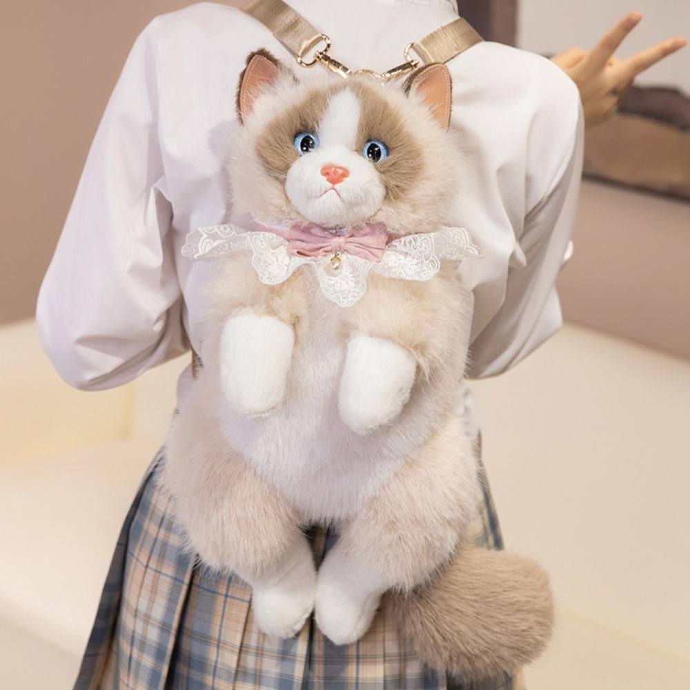 Nouveau sac à dos pour enfant en forme de chat réaliste (aspect peluche) – Image 9