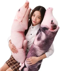 Coussin décoratif en forme de cochon réaliste (tailles 50 cm, 90 cm, 150 cm).