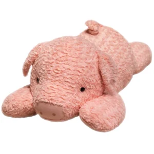 Grand coussin de corps en peluche en forme de cochon.