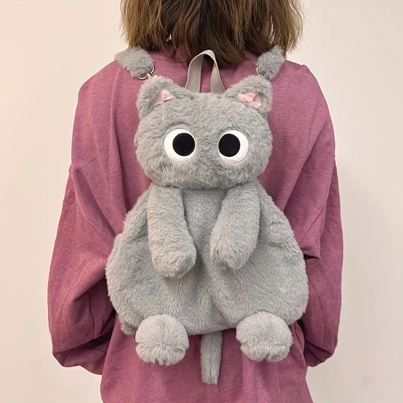 Sac à dos chat noir façon peluche – Sac bandoulière kawaii – Image 8