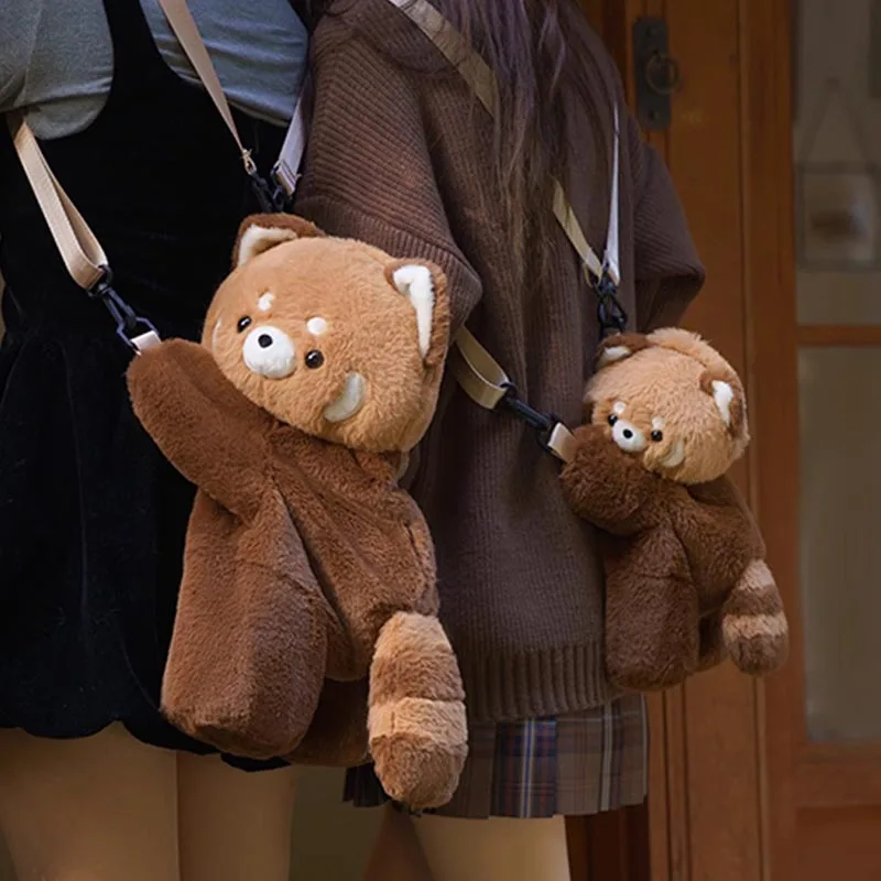 Sac à dos en peluche panda roux – Sac bandoulière doux et mignon – Image 5