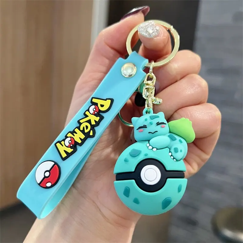 Porte-clés Pokémon mignon en forme de Pokéball avec figurine 3D en PVC – Image 4