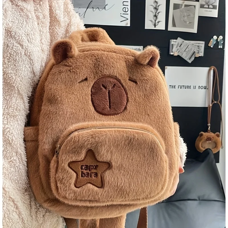Sac à dos en peluche Capybara de grande capacité – Image 3