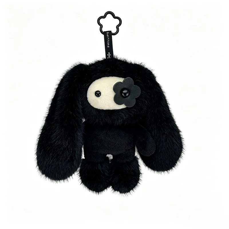 Porte-clés peluche JUJU Bunny – Lapin en peluche aux yeux fleuris – Image 5
