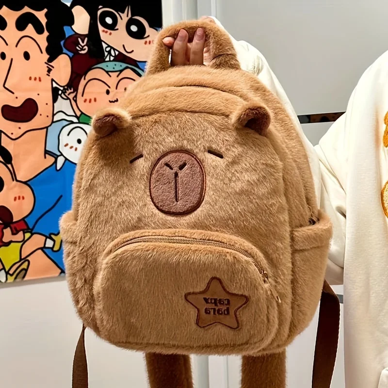Sac à dos en peluche Capybara de grande capacité – Image 5