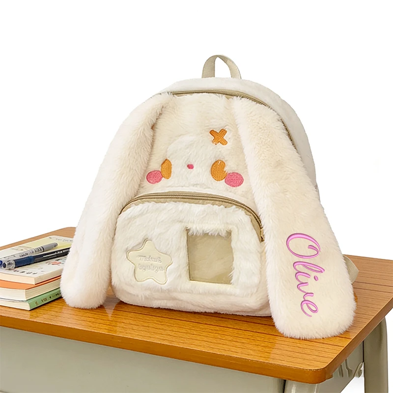 Sac à dos en peluche lapin aux longues oreilles