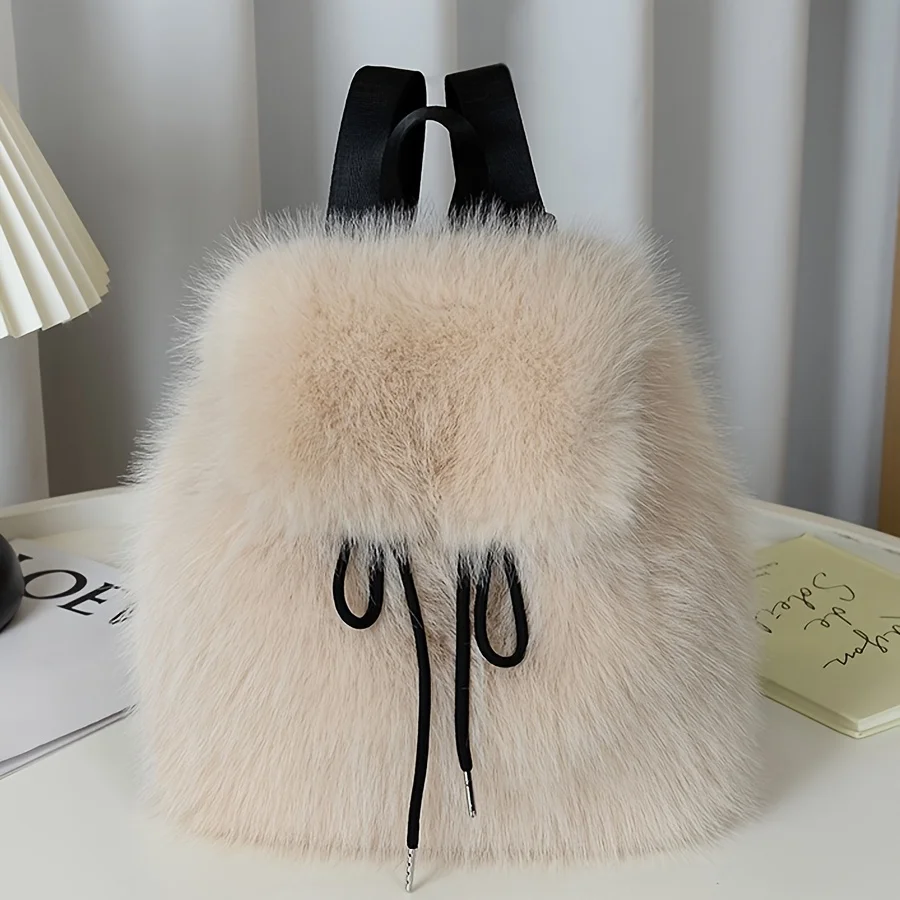Mini-sac à dos pour femme en fausse fourrure douce – Image 6
